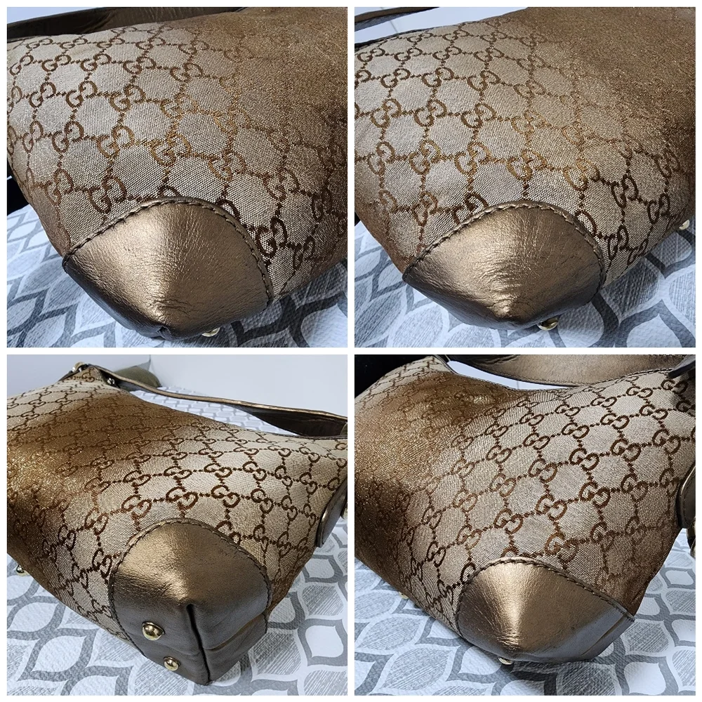 Gucci GG Canvas Heart Bit Hobo Bag Brown